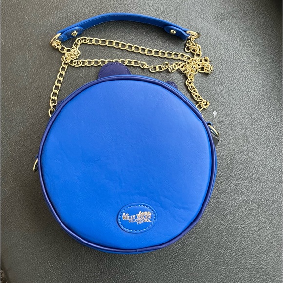 NEW Willy Wonka Violet Blueberry Round Purse With Gold Chainlink Skinny Strap - Picture 2 of 7